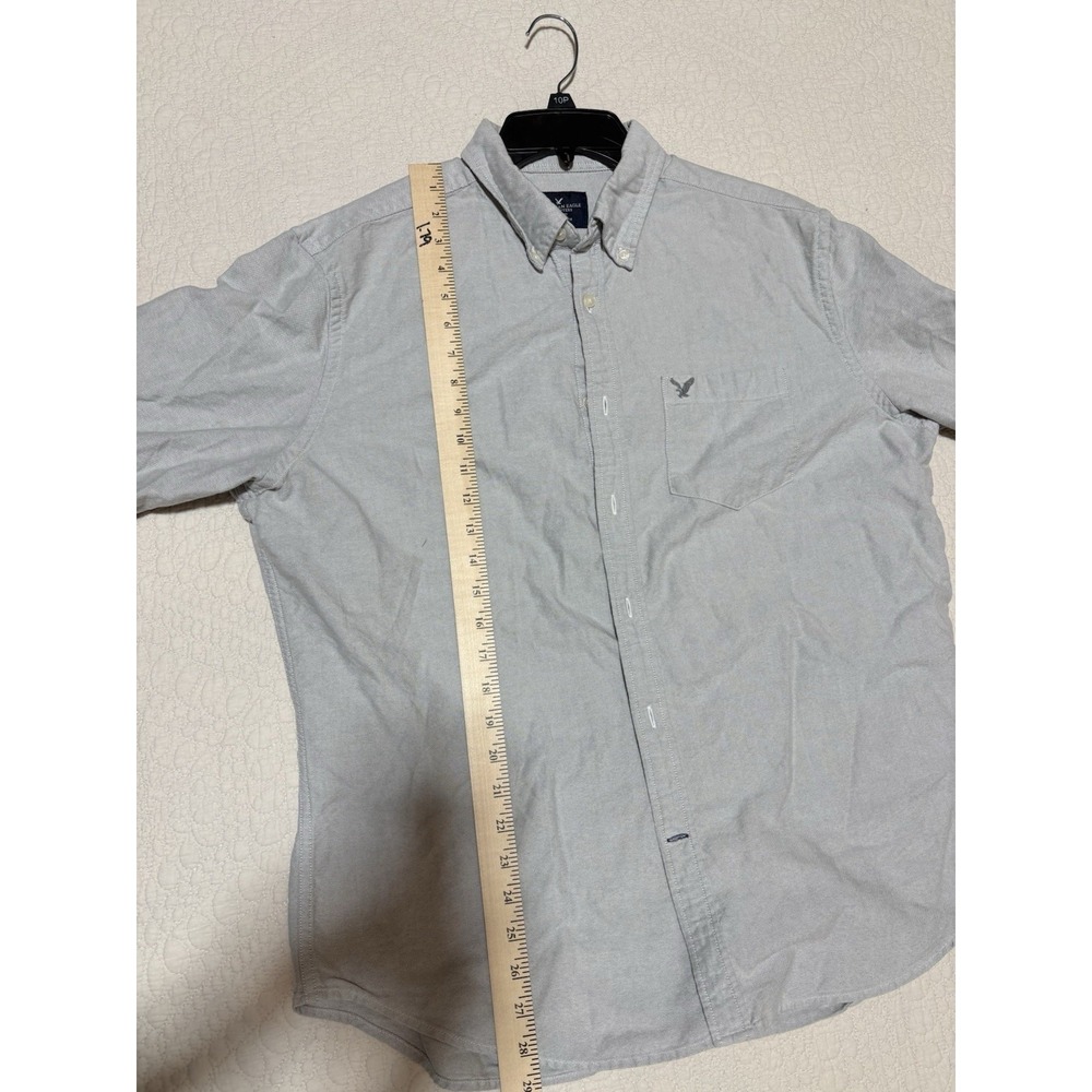 American Eagle Outfitters Men's XL Gray Classic Fit Embroidered Button-Down LS - Picture 6 of 6